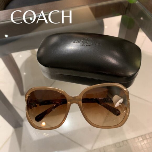 NWOT Coach Women's Sunglasses with Case - HC8233 Milky Light Brown Flower Lens - Picture 1 of 4